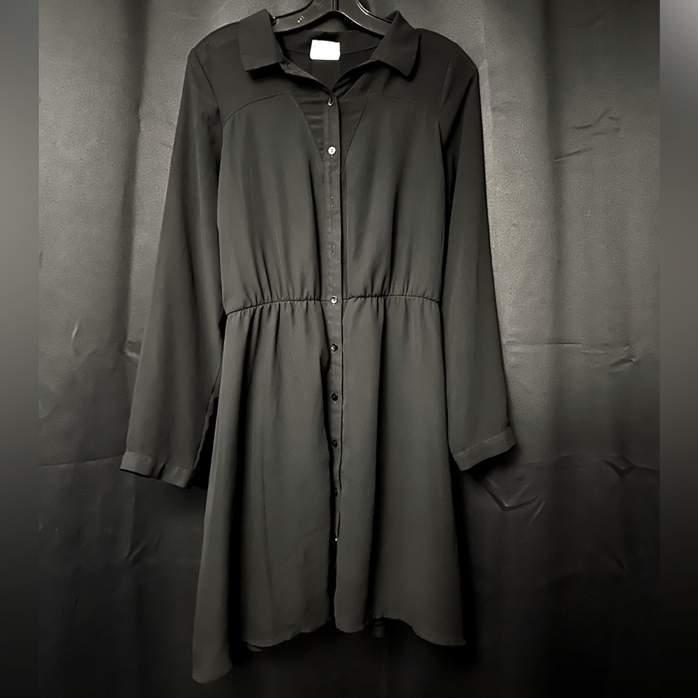 Collared Black Button Dress